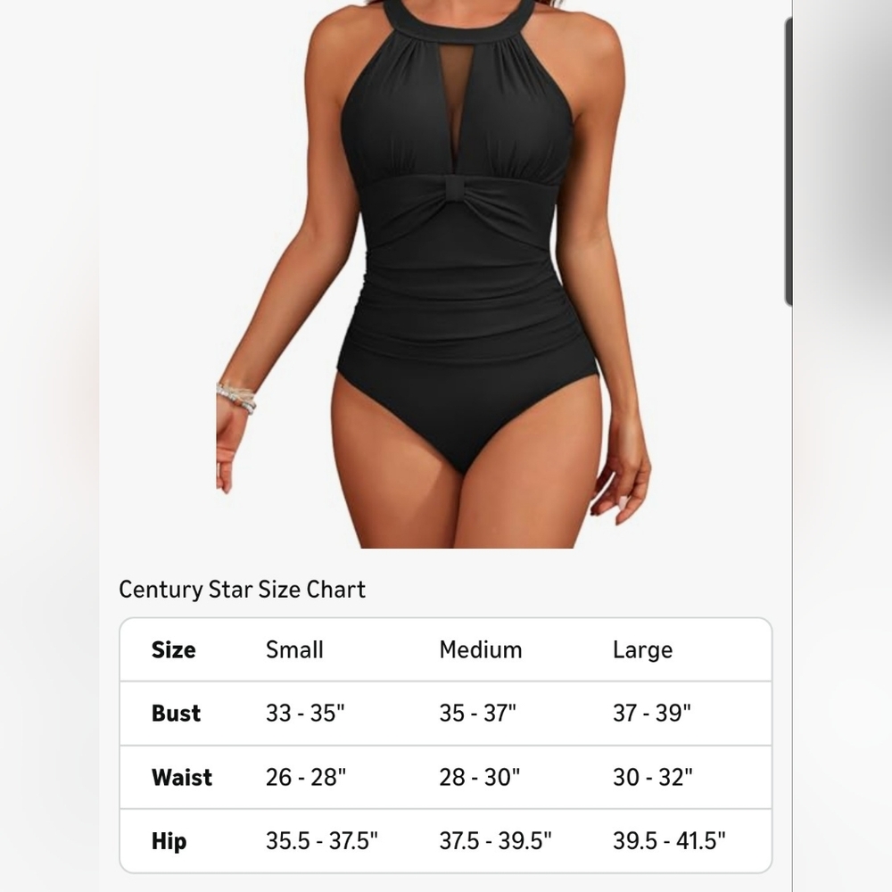 Chic Black Keyhole One-Piece Tummy Control Swimsuit Size Med - Picture 4 of 4